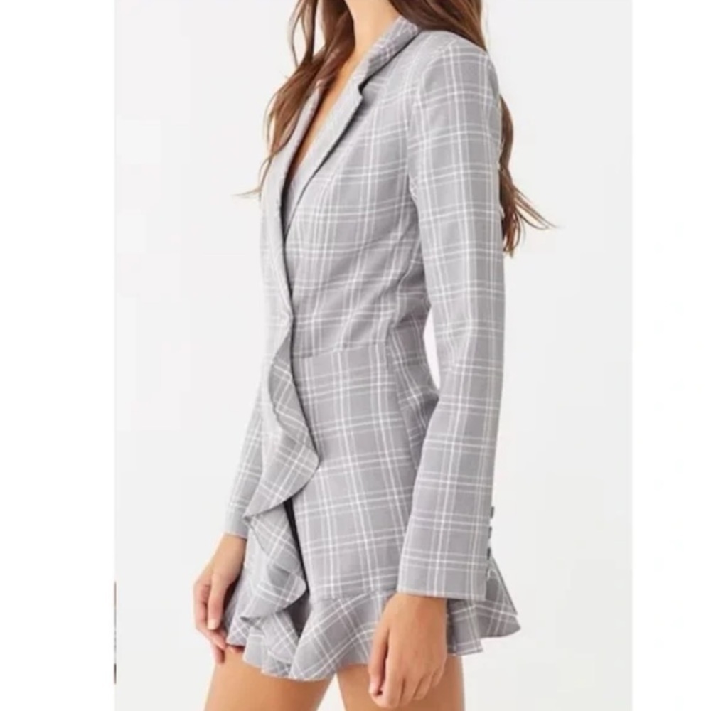 Forever 21 Gray Plaid Blazer Dress